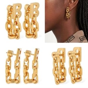 Gold Balenciaga Chain Link Earrings